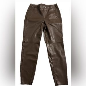NWT Cato Faux Leather Brown Leggings Pants Zipper bottom Medium